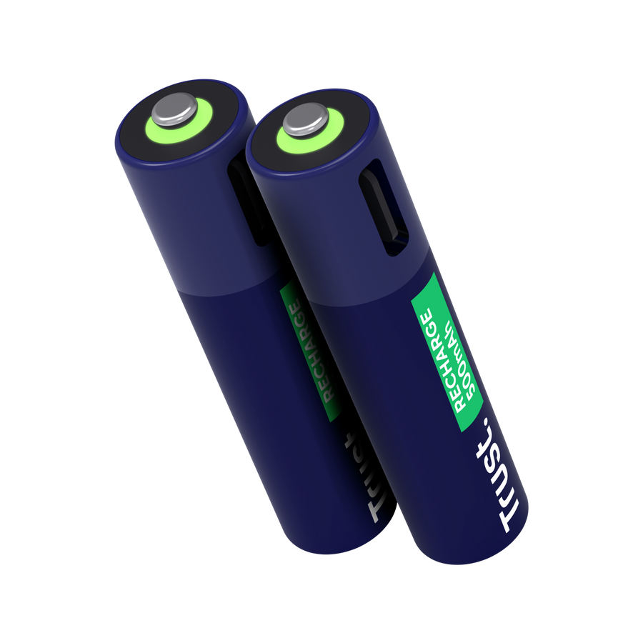 Pilas Trust AAA Recargables USB-C Azul (2-Pack), 25585