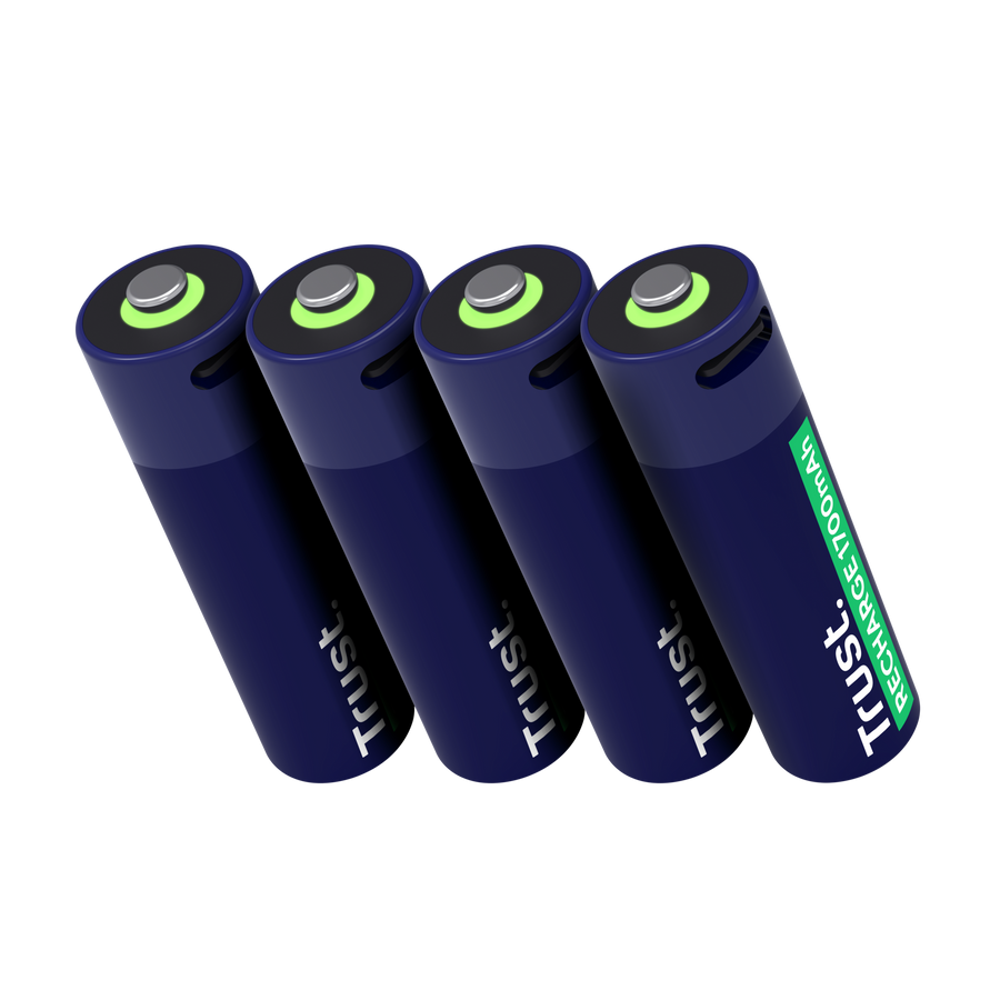 Pilas Trust AA Recargables USB-C Azul (4-Pack), 25631