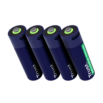 Pilas Trust AA Recargables USB-C Azul (4-Pack), 25631