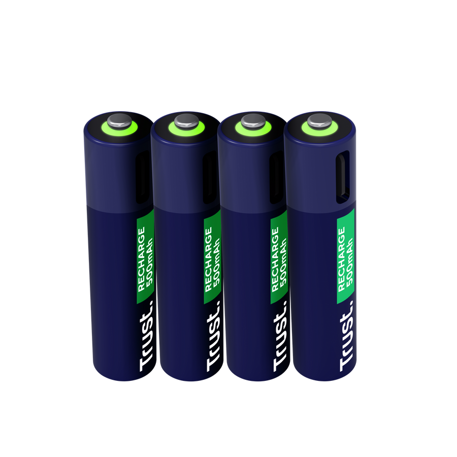 Pilas Trust AAA Recargables USB-C Azul (4-Pack), 25671