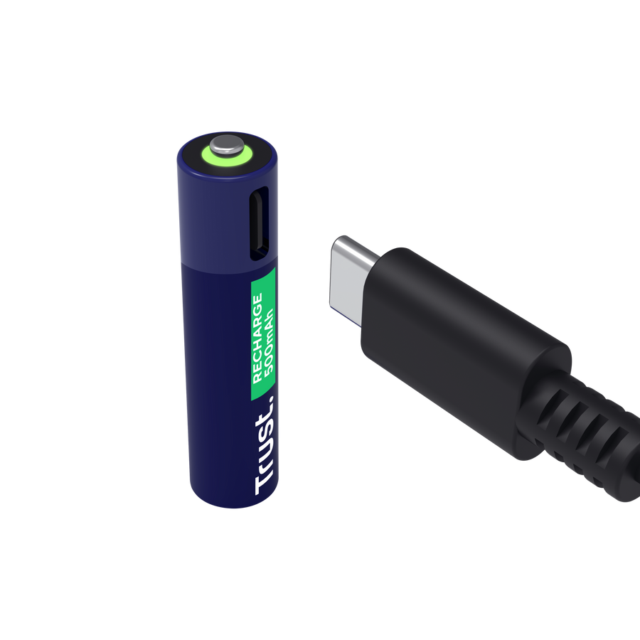 Pilas Trust AAA Recargables USB-C Azul (4-Pack), 25671