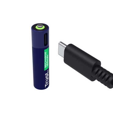 Pilas Trust AAA Recargables USB-C Azul (4-Pack), 25671