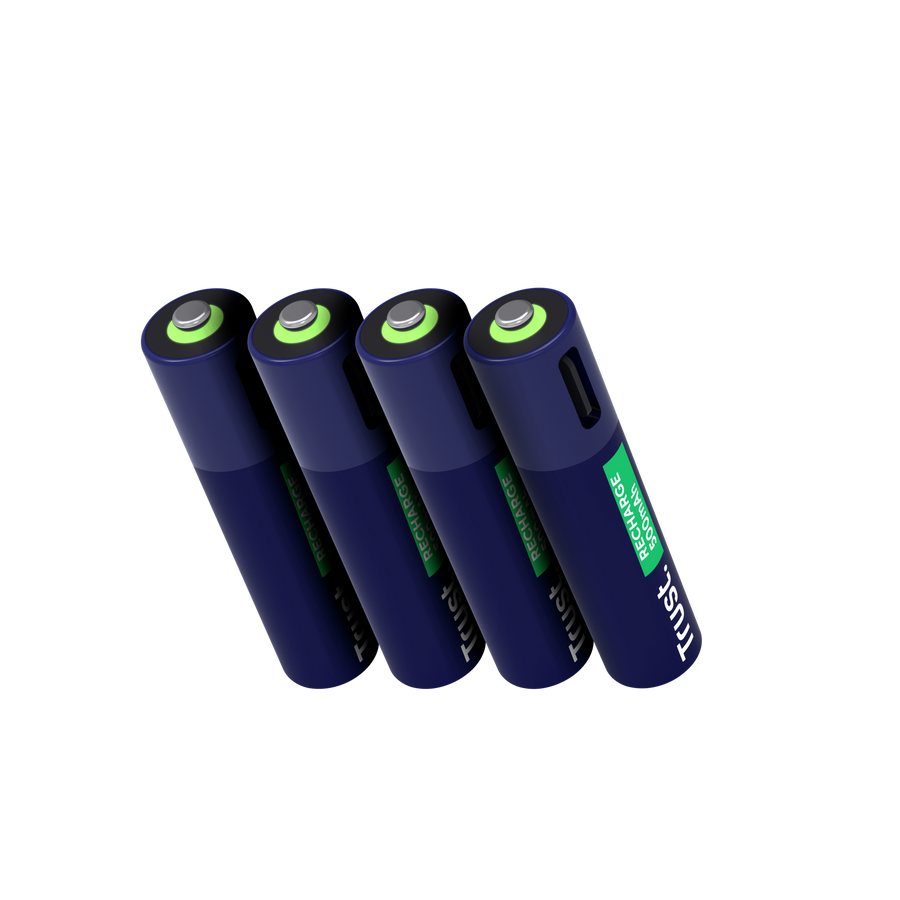 Pilas Trust AAA Recargables USB-C Azul (4-Pack), 25671