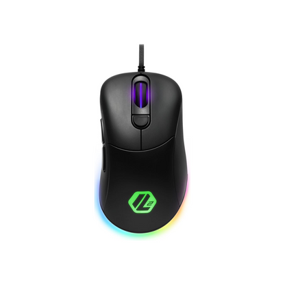 Mouse Gaming RGB Sharkoon Light2 100 negro vista frontal con iluminación