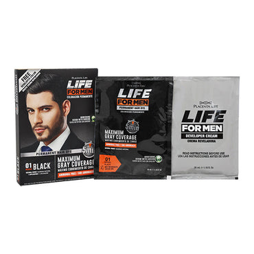 Placentalife Tinte capilar 2x35 ml, Life For Men 01 Black