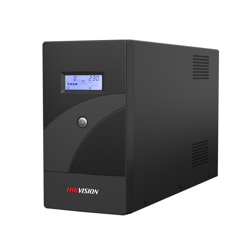 UPS Hikvision DS-UPS2000-R/X vista frontal con pantalla LCD y botones de control