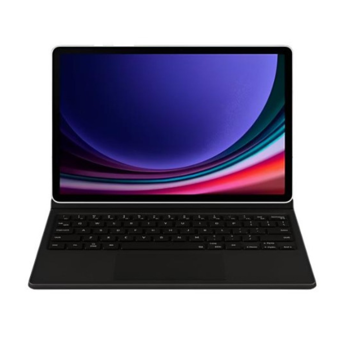 Samsung Galaxy Tab S9+ vista frontal con pantalla Super AMOLED 12.4 pulgadas encendida