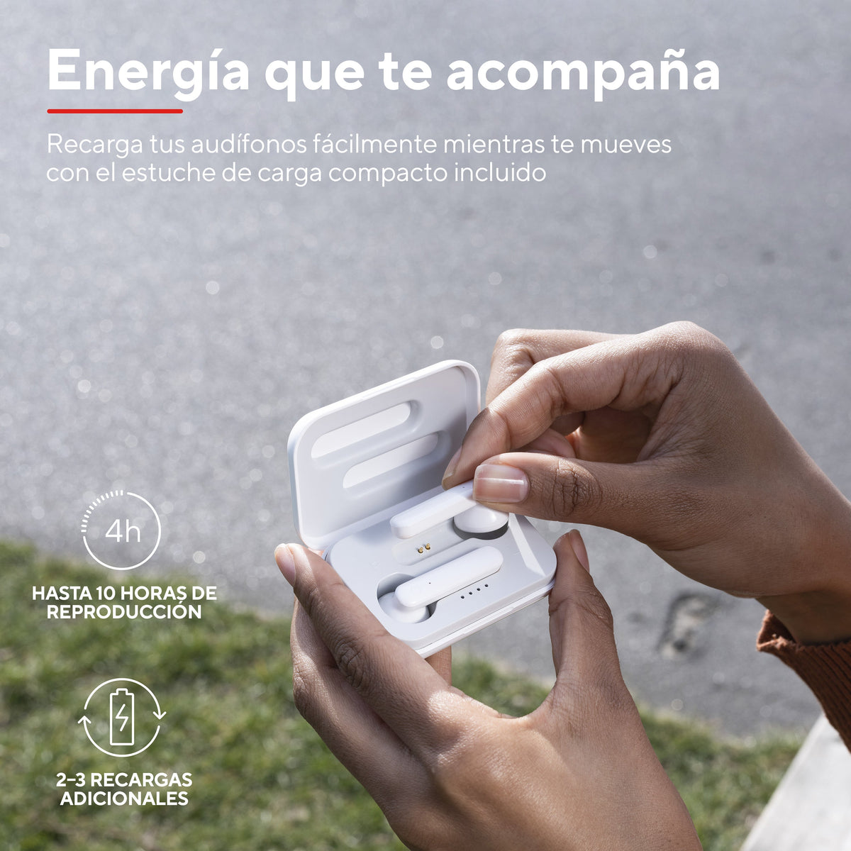 Audífonos Trust BT Control Táctil Blanco detalle controles táctiles