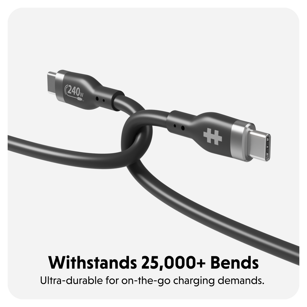 Targus HyperJuice cable negro - infografía de durabilidad reforzada
