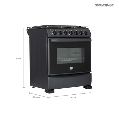 GRS Estufa a Gas 30" con 6 Quemadores, Horno Total Heat y Comal Negro, 30GM3B