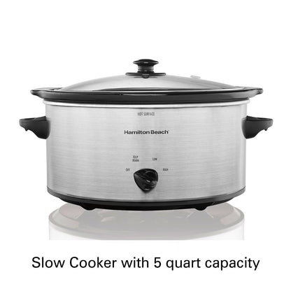 Hamilton Beach olla de cocción lenta 5qt 33156RG, tapa de vidrio