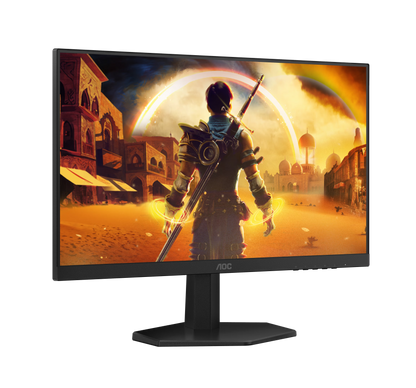 Vista lateral del monitor AOC 24G42HE mostrando diseño delgado y soporte ajustable