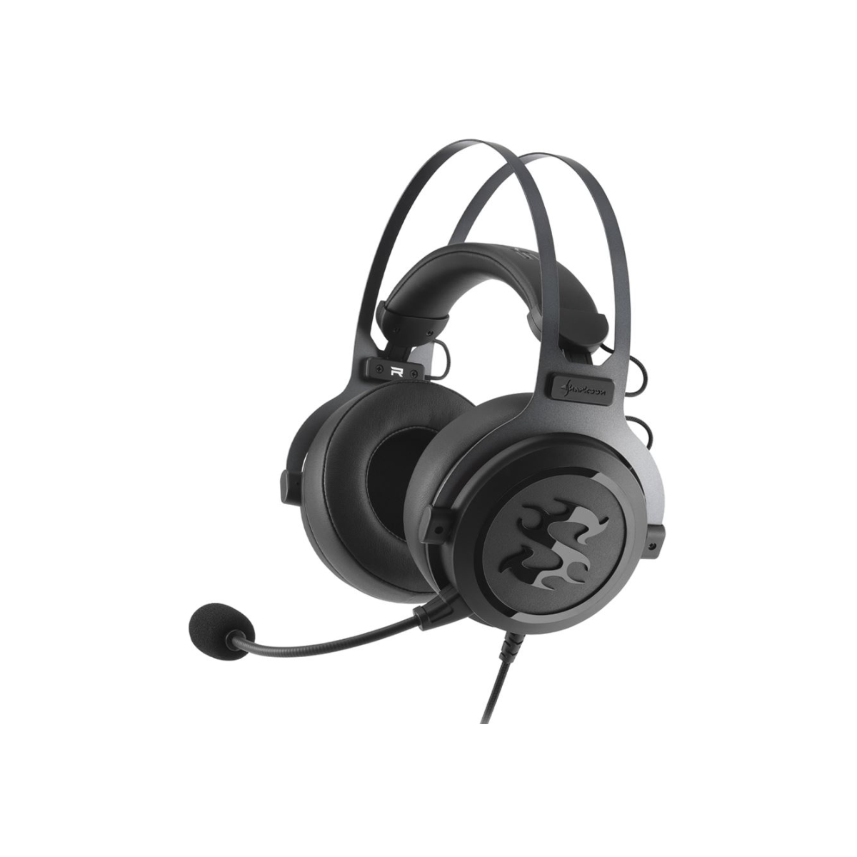 Headset gamer Sharkoon Skiller SGH3 negro vista frontal con micrófono flexible