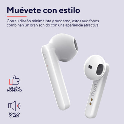 Audífonos Trust BT Control Táctil Blanco vista superior plegados