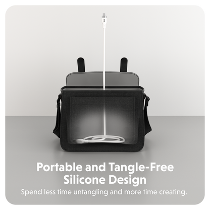 Targus HyperJuice cable blanco - infografía de diseño de silicona libre de enredos
