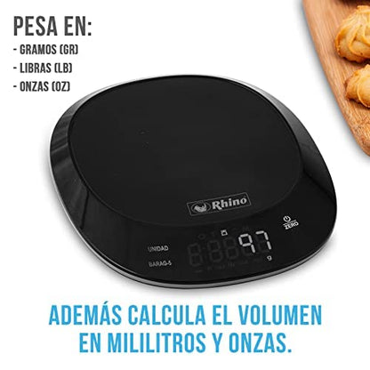 Rhino Báscula de Cocina Contra Agua 5 kg 1 g, BARAG-5