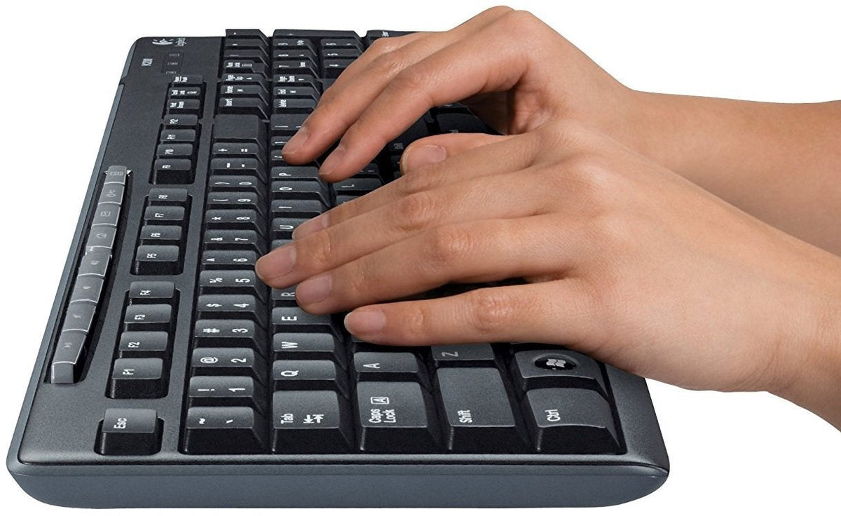 Vista superior del teclado Logitech MK200 con teclas multimedia y distribución en español