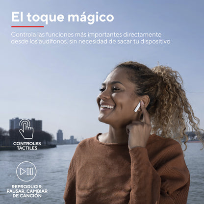 Audífonos Trust BT Control Táctil Blanco vista trasera diadema