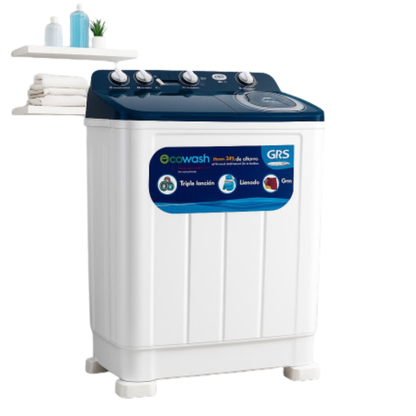 GRS Lavadora Semiautomática de Carga Superior 17 kg con Doble Tina, GLT17W