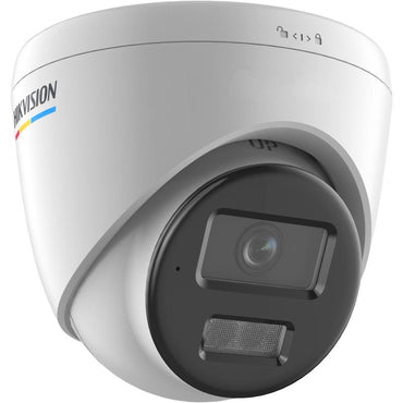 Cámara de seguridad Hikvision domo blanca con tecnología luz híbrida lateral