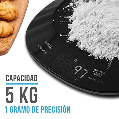 Rhino Báscula de Cocina Contra Agua 5 kg 1 g, BARAG-5