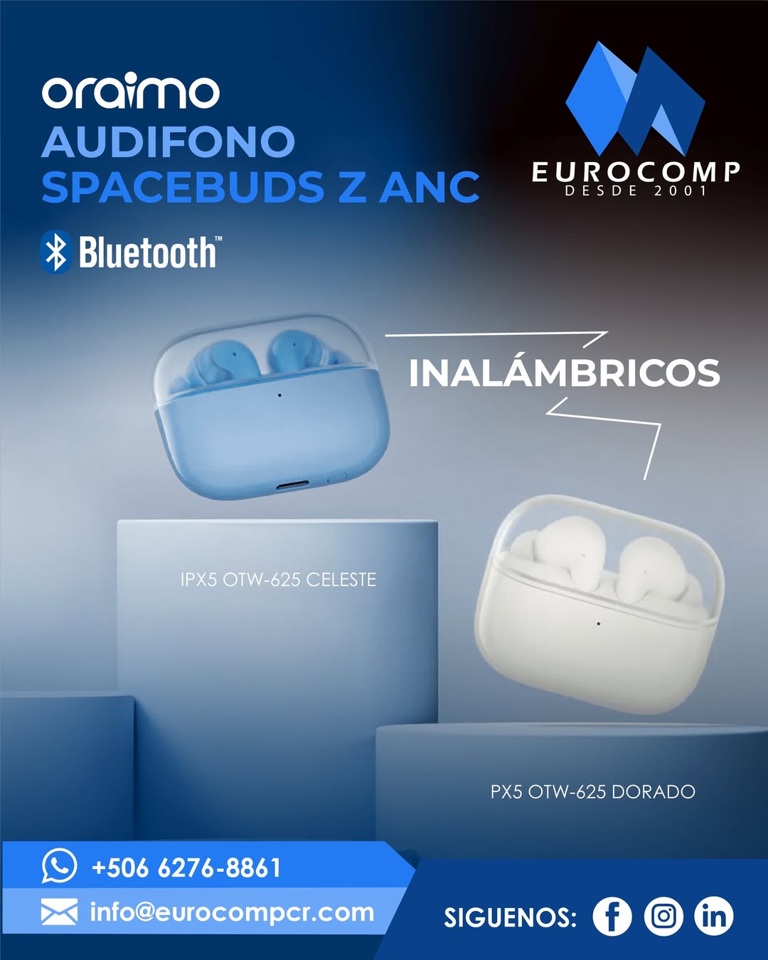 Audífonos Oraimo OTW-625 vista lateral detalle diseño y controles táctiles
