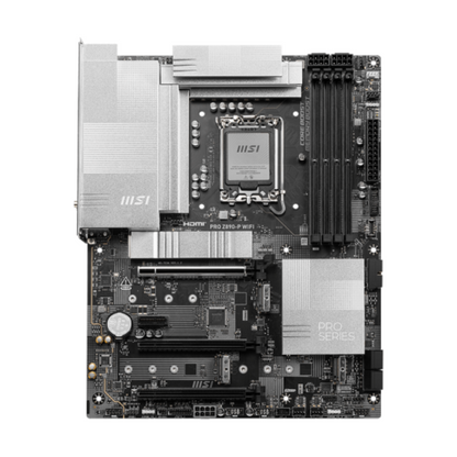 Tarjeta madre MSI PRO Z890-P WiFi vista frontal completa con slots DDR5 y conectores