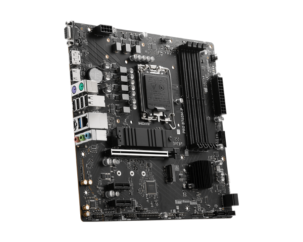 MSI PRO B760M-P vista del panel trasero con puertos USB y conectores de audio