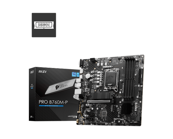 Motherboard MSI PRO B760M-P vista completa mostrando formato mATX compacto