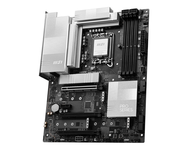 Detalle de slots de memoria DDR5 y conectores SATA en tarjeta madre MSI PRO Z890-P