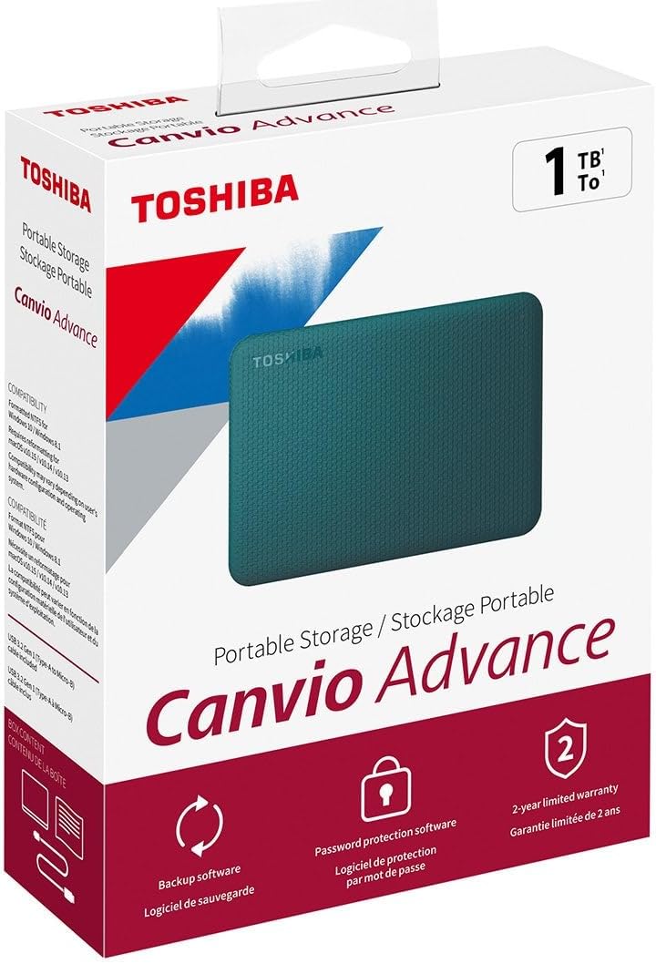 Toshiba Disco Duro Externo 1TB USB 3.0 Verde, HDTCA10XG3AA