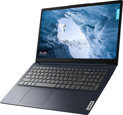 Vista trasera de Laptop Lenovo IdeaPad 1 82VG00WXUS cerrada color azul