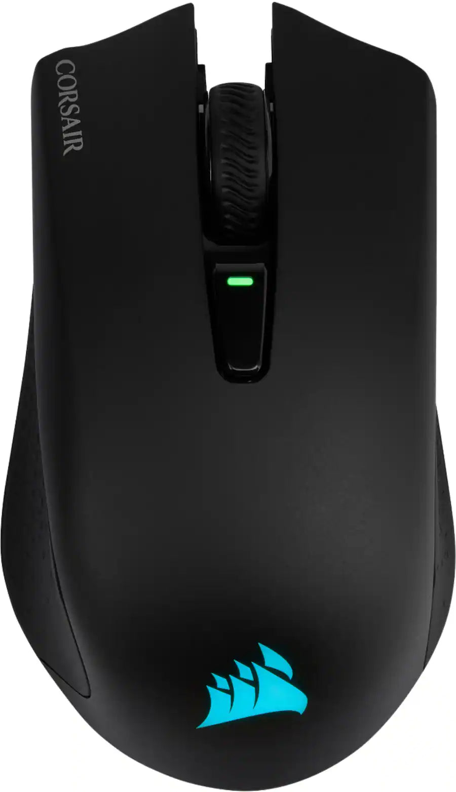 Mouse Corsair Harpoon RGB gaming vista lateral mostrando diseño ergonómico y botones