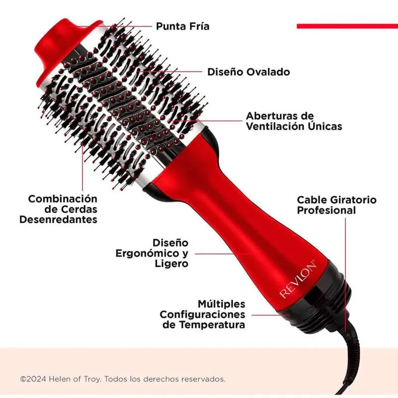 Cepillo Secador Revlon One-Step Volumizer Titanium Rojo | Para dar volumen y brillo con tecnología avanzada