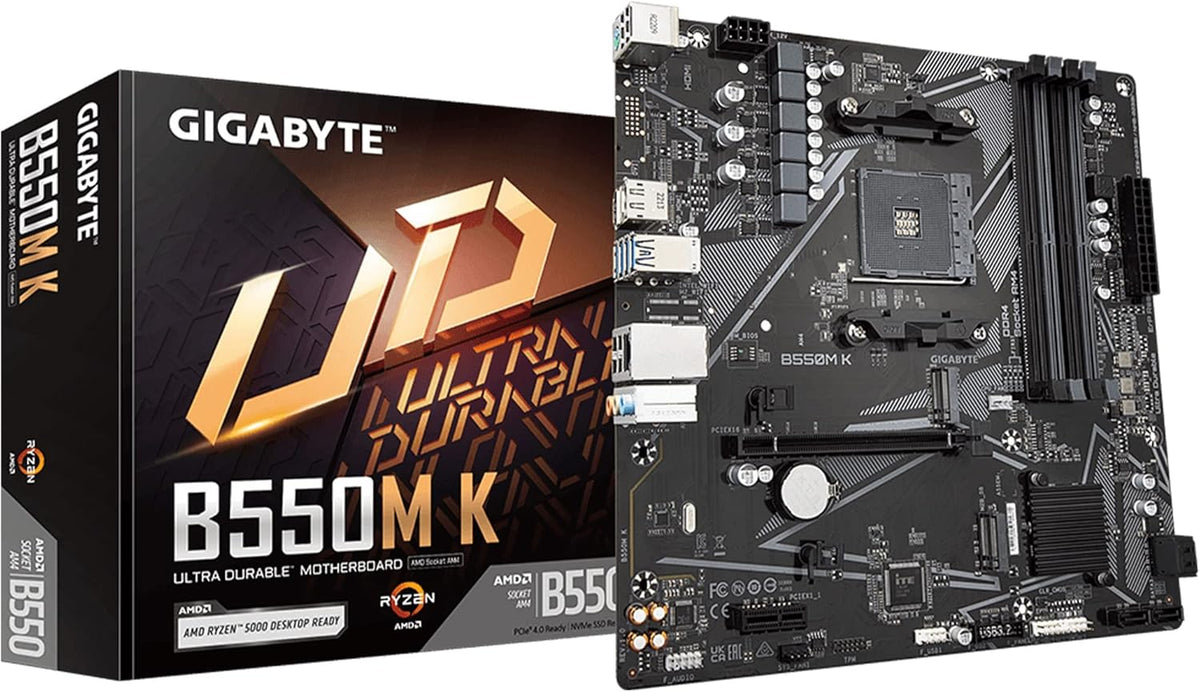 Tarjeta Madre Gigabyte B550M K | AM4 | Micro-ATX | DDR4 | PCIe 4.0 | HDMI | USB 3.2