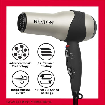 Secadora Volumi Turbo Revlon RV473CP | Para secar y dar volumen a tu cabello con potencia profesional
