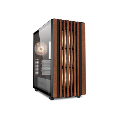 Case Sharkoon Rebel C70G RGB | ATX | Mid Tower | 4 Ventiladores RGB PWM | Frente de Madera | Vidrio Templado | Negro