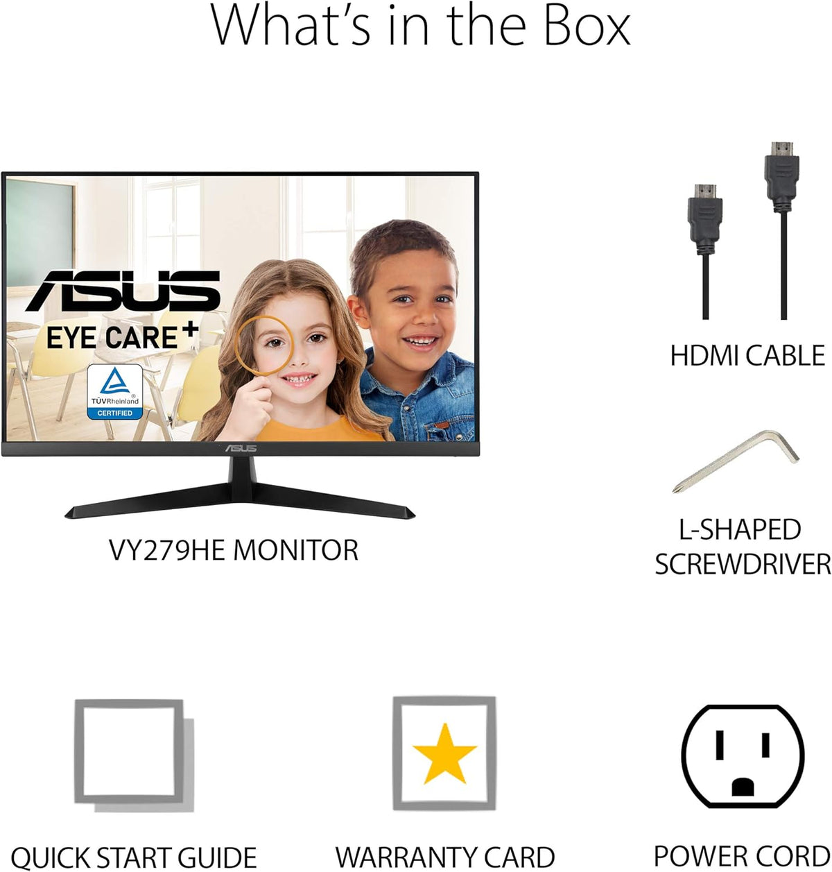 Monitor 27” ASUS VY279HE-W | FHD 1920 x 1080 | 75Hz | 1ms | HDMI | VGA | Eye Care Plus