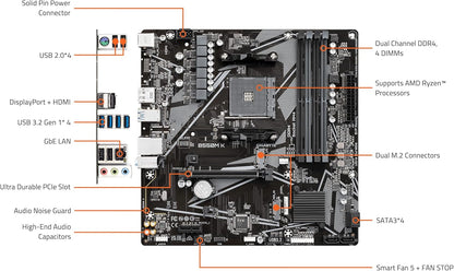 Tarjeta Madre Gigabyte B550M K | AM4 | Micro-ATX | DDR4 | PCIe 4.0 | HDMI | USB 3.2