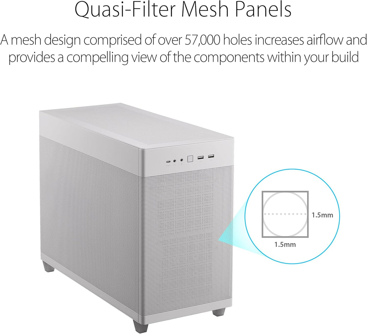 Case Gaming ASUS PRIME AP201 Micro ATX con Vidrio Templado Blanco