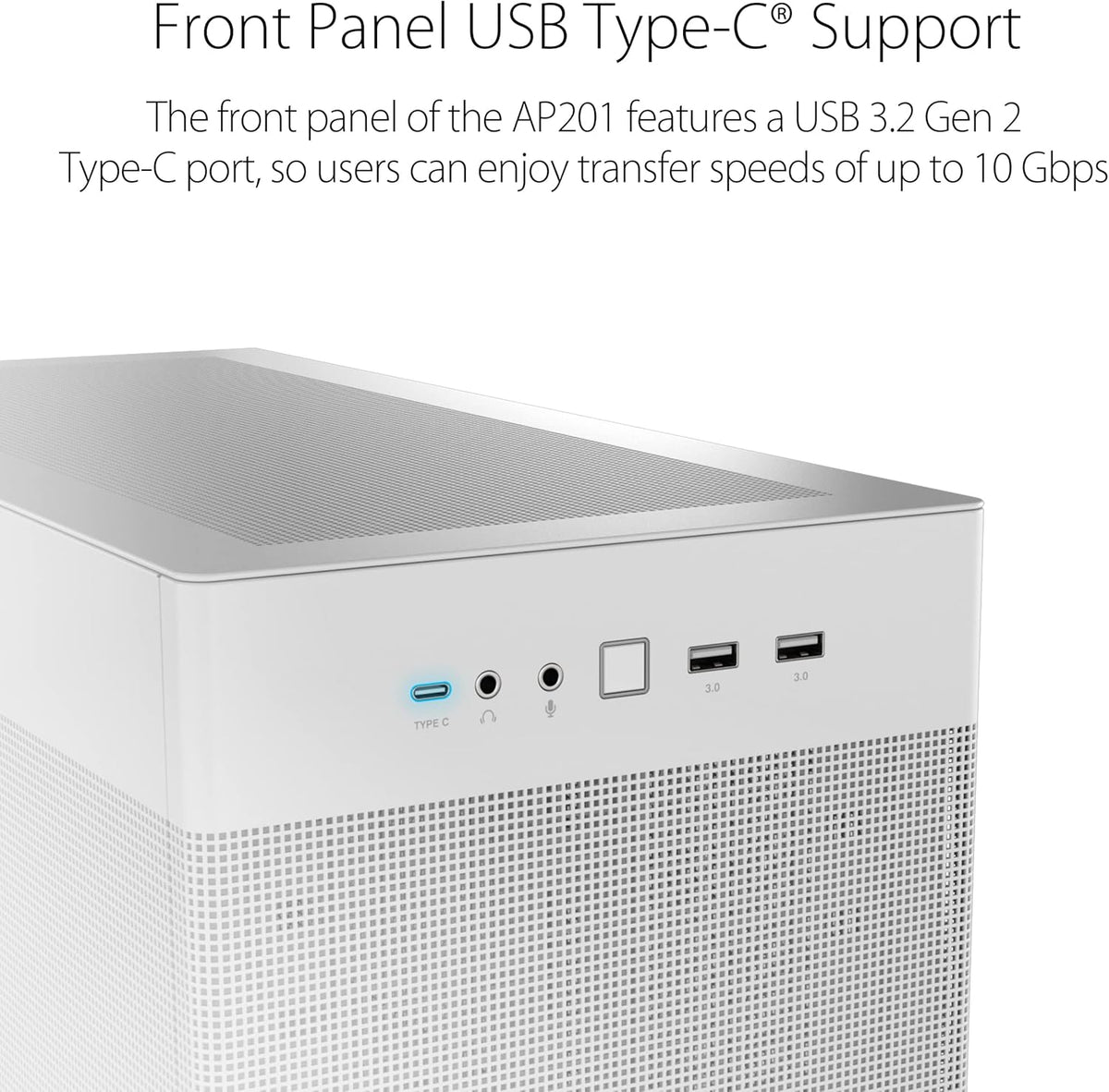 Case Gaming ASUS PRIME AP201 Micro ATX con Vidrio Templado Blanco