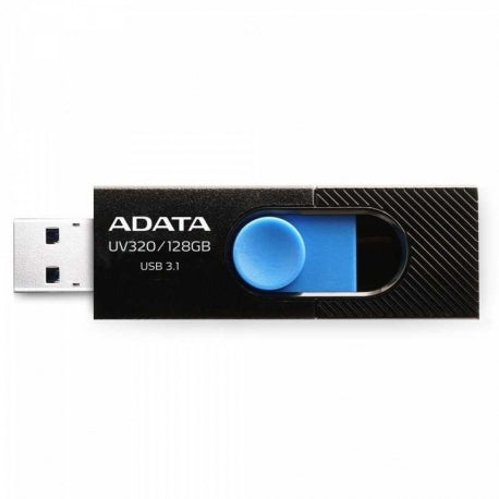 Memoria USB ADATA 128GB AUV320 color negro y azul vista frontal