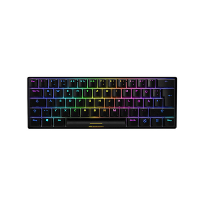 Teclado gaming mecánico Sharkoon SGK50 S4 TKL con iluminación RGB multicolor vista frontal completa