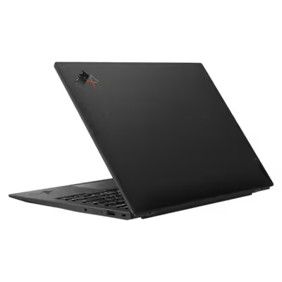 Laptop Lenovo X1 Carbon abierta en ángulo de 45 grados sobre fondo blanco