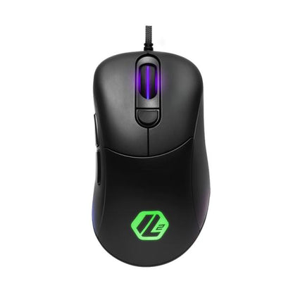 Mouse Gaming RGB Sharkoon Light2 100 en ángulo 3/4 con efectos de luz