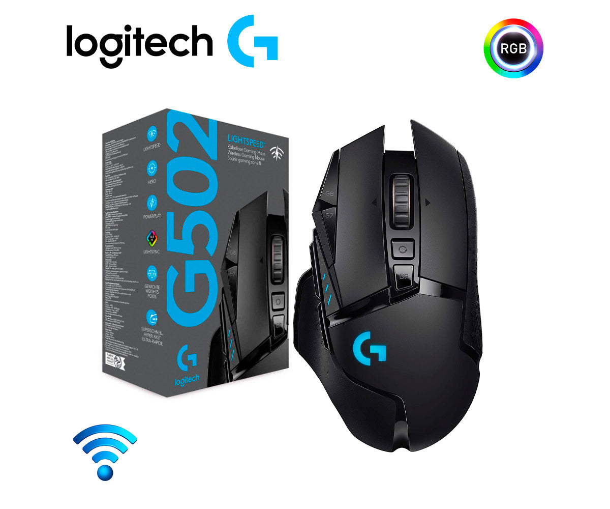 Mouse Logitech G502 Lightspeed vista superior mostrando botones programables