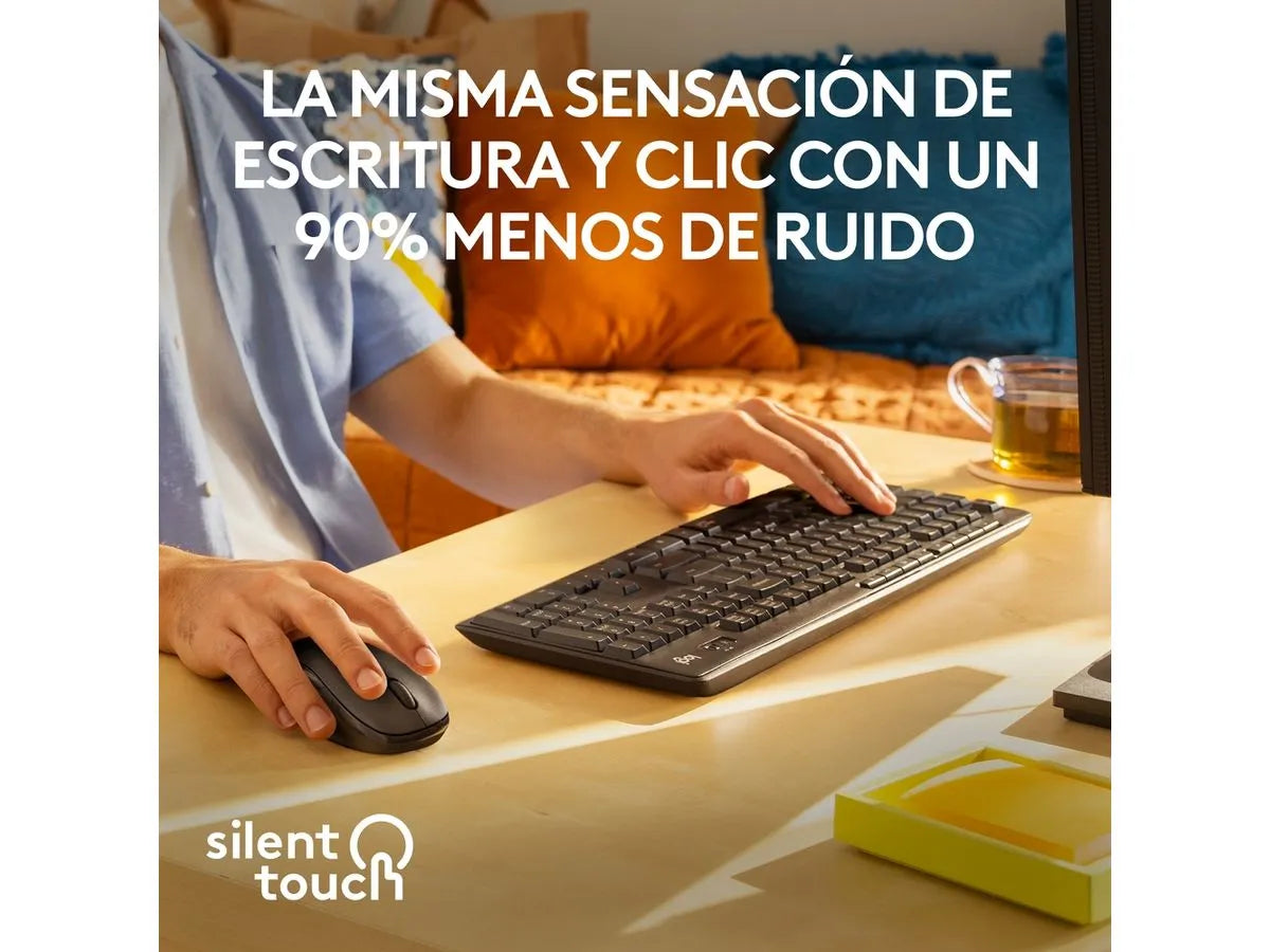 Mouse inalámbrico Logitech MK295 Silent color grafito con receptor USB vista lateral