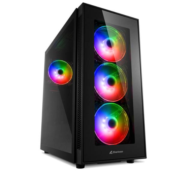 Case Sharkoon Gaming TG5 Pro RGB | Media Torre | Panel de Vidrio Templado | 3 Ventiladores RGB | Negro