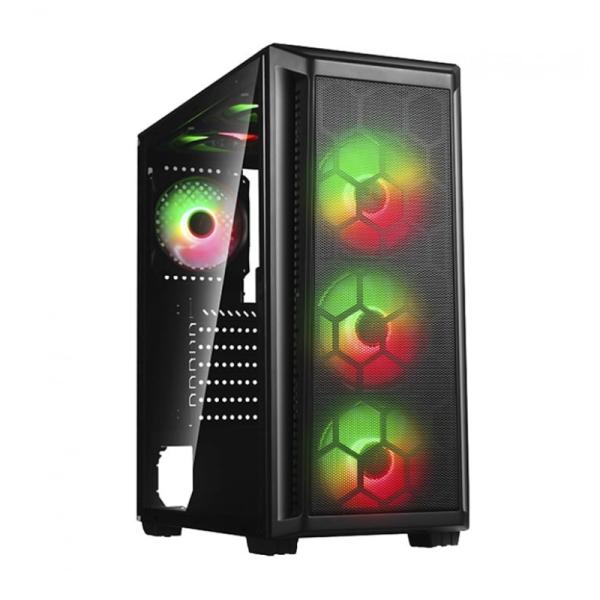 CASE GAMING  T01 USB & AUDIO USB 3.0+USB 1.0+HD AUDIO + SIDE TEMEPERED  GLASS + 3PCS RGB FAN (FRONT+HUB+ REMOTE CONTROL