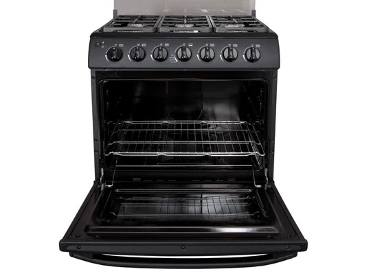 GRS Estufa a Gas 30" con 6 Quemadores, Horno Total Heat y Comal Negro, 30GM3B